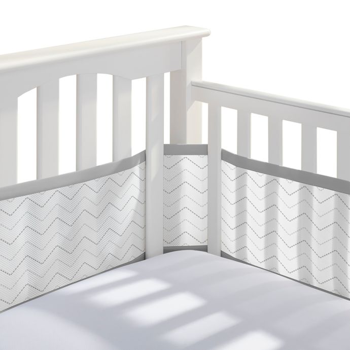 Breathablebaby Breathable Mesh Chevron Crib Liner In Grey