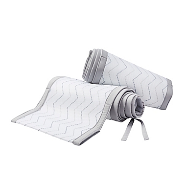 BreathableBaby&reg; Breathable Mesh  Chevron Crib Liner in Grey. View a larger version of this product image.