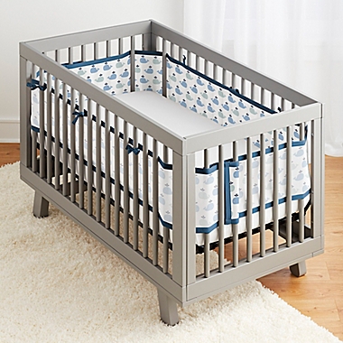 BreathableBaby&reg; Breathable Mesh Crib Liner in Little Whale/Navy. View a larger version of this product image.