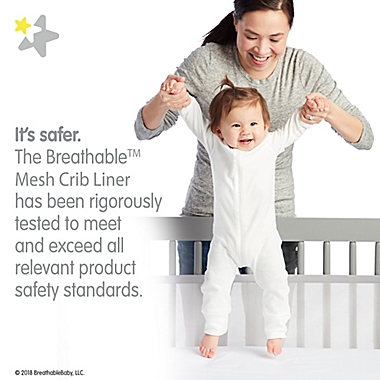 BreathableBaby&reg; Mesh Crib Liner for Portable Cribs and Cradles in White. View a larger version of this product image.