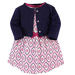 Touched by Nature Size 6-9M 2-Piece Trellis Organic Cotton Dress and Cardigan Set in Pink