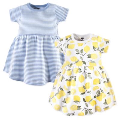 Hudson Baby&reg; Size 4T 2-Pack Lemons Casual Dress in Yellow/Blue