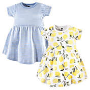 Hudson Baby&reg; Size 0-3M 2-Pack Lemons Casual Dress in Yellow/Blue