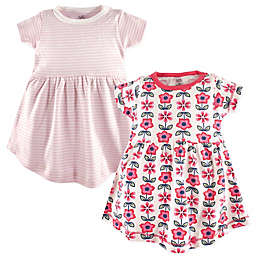 Touched by Nature Size 2T 2-Pack Floral and Striped Organic Cotton Dresses in Pink