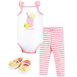 Hudson Baby® Size 3-6M 3-Piece Lemonade Bodysuit, Pant, and Shoe Set in Pink