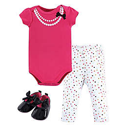 Little Treasure Size 6-9M 3-Piece Party Pearls Bodysuit, Pant and Shoe Set in Pink