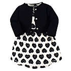 Alternate image 0 for Touched by Nature Size 4T 2-Piece Heart Organic Cotton Dress and Cardigan Set in Black