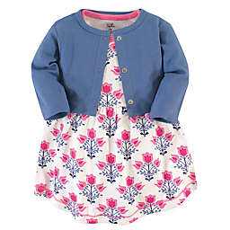 Touched by Nature Size 9-12M 2-Piece Organic Cotton Abstract Flower Dress and Cardigan Set