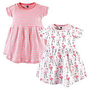 Hudson Baby&reg; 2-Pack Flamingos Casual Dress in Pink/White