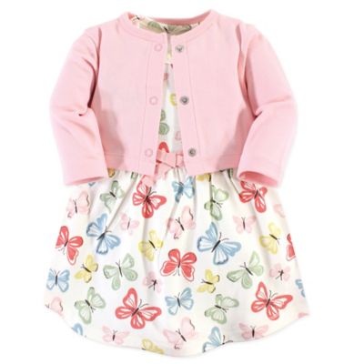 Touched by Nature&reg; Size 4T 2-Piece Butterflies Organic Cotton Dress and Cardigan Set in Pink