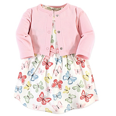 Touched by Nature&reg; Size 4T 2-Piece Butterflies Organic Cotton Dress and Cardigan Set in Pink. View a larger version of this product image.