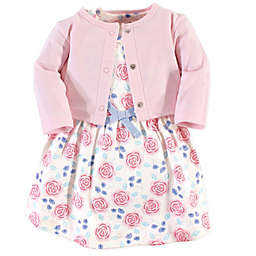 Touched by Nature Size 9-12M 2-Piece Organic Cotton Pink Rose Dress and Cardigan Set