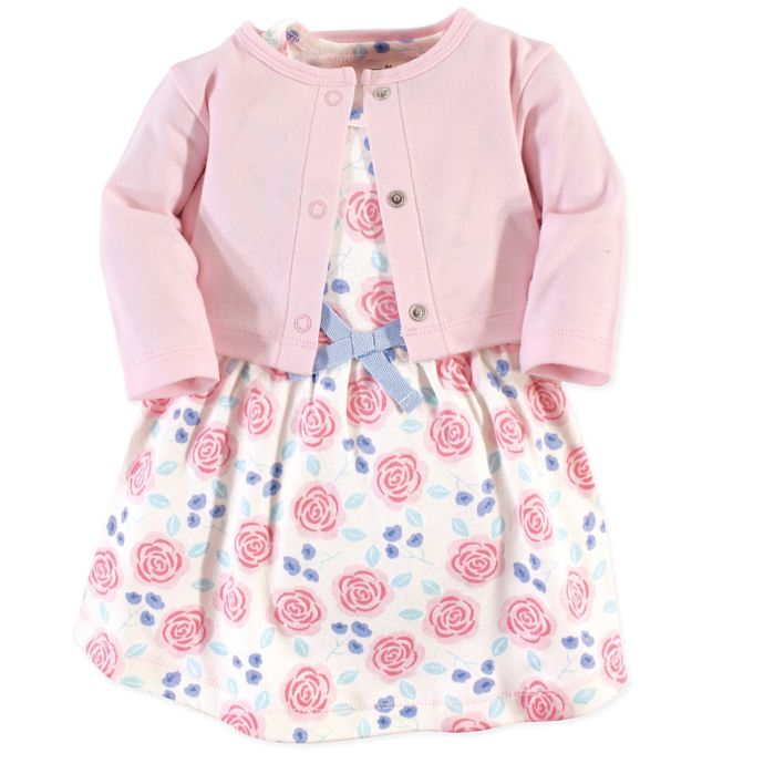 Touched by Nature 2-Piece Organic Cotton Pink Rose Dress and Cardigan ...