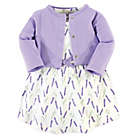 Alternate image 0 for Touched by Nature Size 9-12M 2-Piece Lavender Organic Cotton Dress and Cardigan Set in Purple