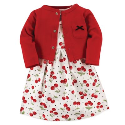 Hudson Baby&reg; Size 18-24M 2-Piece Cherry Dress and Cardigan Set in Red