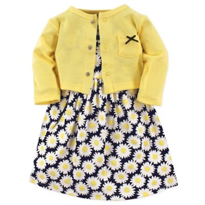 Hudson Baby&reg; 2-Piece Daisy Dress and Cardigan Set in Yellow