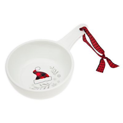 Godinger Holiday 9.25-Inch Serving Bowl with Handle and Plaid Seasonal Icon