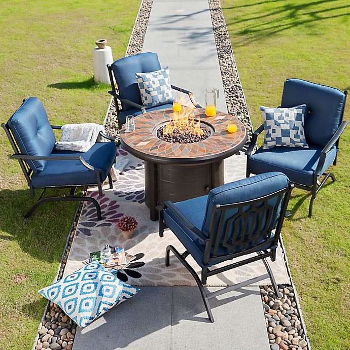 4 Deep Seating Chairs with Round Fire Pit | Bed Bath & Beyond