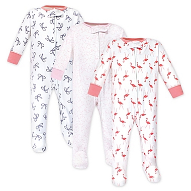Yoga Sprout Size 3-6M 3-Pack Flamingo Sleep N&#39; Play Footed Pajamas. View a larger version of this product image.
