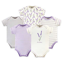 Touched by Nature 5-Pack Lavender Organic Cotton Short Sleeve Bodysuits