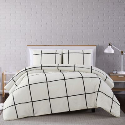 Kurt Windowpane Comforter Set in Ivory 