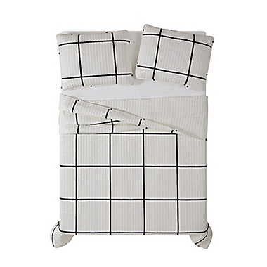Truly Soft&reg; Kurt Windowpane 2-Piece Twin XL Quilt Set in Ivory/Black. View a larger version of this product image.