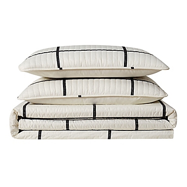 Truly Soft&reg; Kurt Windowpane Quilt Set in Ivory/Black. View a larger version of this product image.