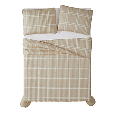 Truly Soft&reg; Leon Plaid 2-Piece Twin XL Quilt Set in Khaki. View a larger version of this product image.