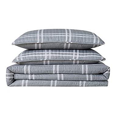 Truly Soft&reg; Leon Plaid 2-Piece Twin XL Quilt Set in Grey. View a larger version of this product image.