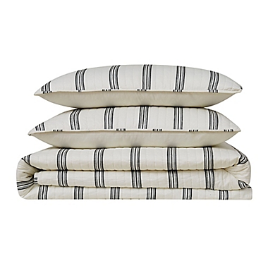 Truly Soft&reg; Millenial Stripe 2-Piece Twin XL Quilt Set in Ivory/Black. View a larger version of this product image.
