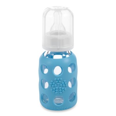Lifefactory&reg; 4 oz. Glass Baby Bottle w/Silicone Sleeve in Sky