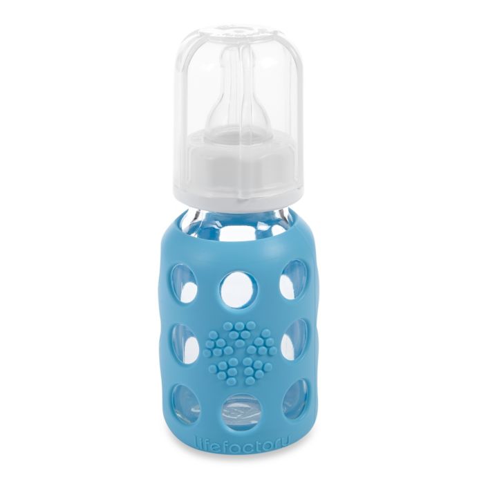 Lifefactory® 4Ounce Glass Baby Bottle w/Silicone Sleeve in Sky