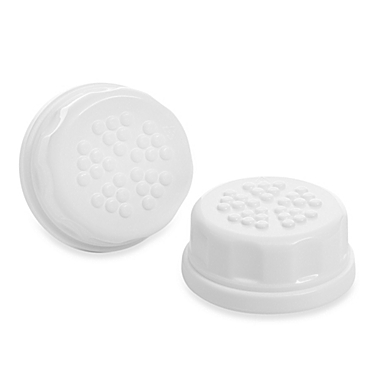 Lifefactory&reg; 2-Pack Baby Bottle Flat Solid Cap Set in White. View a larger version of this product image.