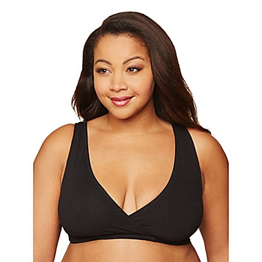 Motherhood Maternity&reg; Plus Size Wrap Maternity and Nursing Sleep Bra in Black. View a larger version of this product image.
