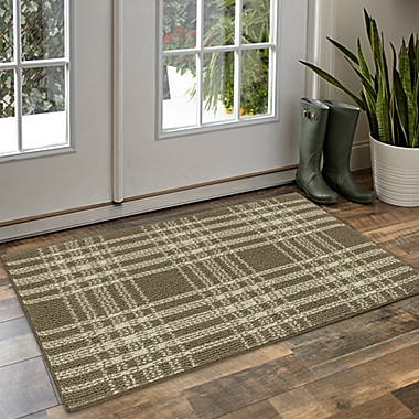 Bee &amp; Willow&trade; Plaid 1&#39;8 x 2&#39;10 Accent Rug in Tan/Cream. View a larger version of this product image.