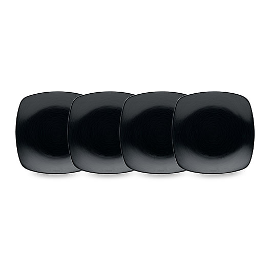 Alternate image 1 for Noritake® Black on Black Swirl Square Appetizer Plates (Set of 4)