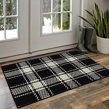 Bee &amp; Willow&trade; Plaid 1&#39;8 x 2&#39;10 Accent Rug in Black/Cream. View a larger version of this product image.