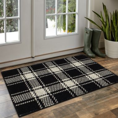 Bee &amp; Willow&trade; Plaid 1'8 x 2'10 Accent Rug in Black/Cream. View a larger version of this product image.