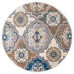 Home Dynamix Tremont Willow 7'10 Round Area Rug in Taupe/Blue