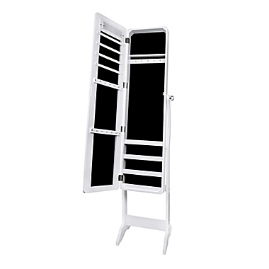 Freestanding 15.7-Inch x 62-Inch Jewelry Armoire with LED Lights in White. View a larger version of this product image.