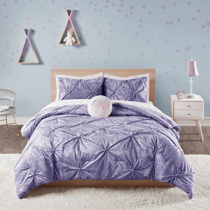 Ivy Crushed Velvet Comforter Set In Purple Bed Bath Beyond