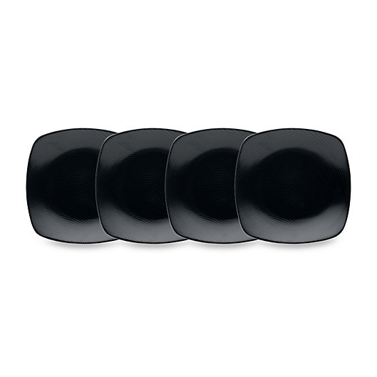 Alternate image 1 for Noritake® Black on Black Dune Square Appetizer Plates (Set of 4)