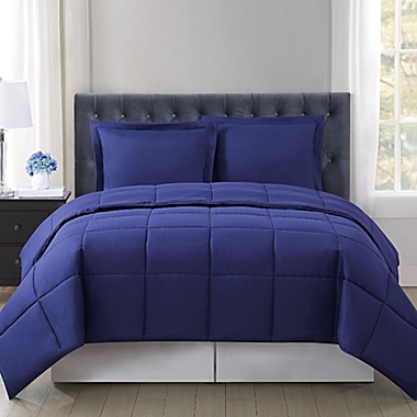 Truly Soft&reg; Everyday Solid Reversible 3-Piece Full/Queen Comforter Set in Navy. View a larger version of this product image.