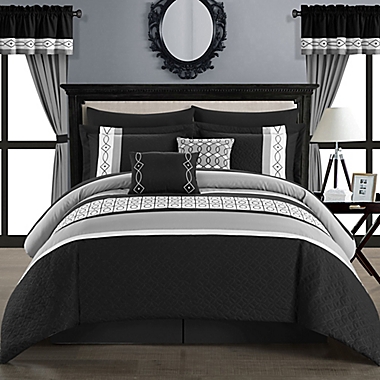 Chic Home Katrein 20-Piece Queen Comforter Set in Black. View a larger version of this product image.