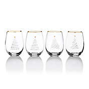 Mikasa&reg; Celebrations 4-Piece Christmas Tree Stemless Wine Glass Set
