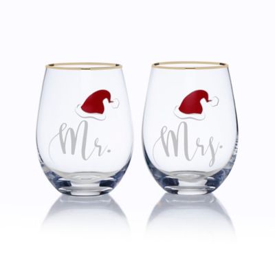 mr and mrs santa wine glasses