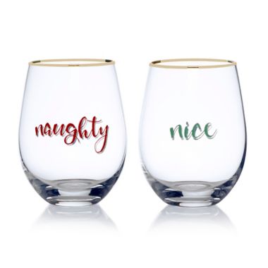 naughty or nice wine glass