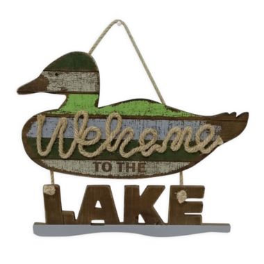 Sweet Bird & Co.&trade; Duck Call “Welcome to the Lake" 15.35-Inch x 12.5-Inch Wood Sign. View a larger version of this product image.