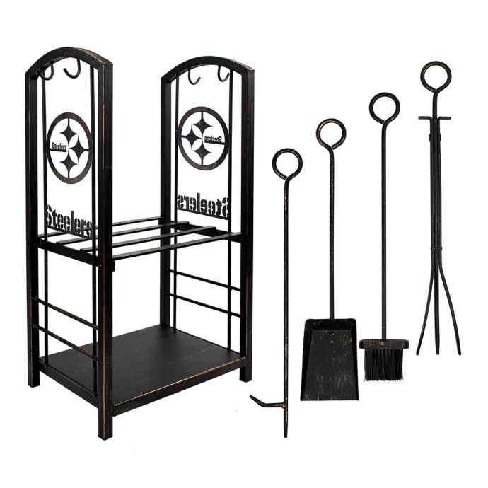 Nfl Pittsburgh Steelers Fireplace Wood Holder And Tool Set Bed