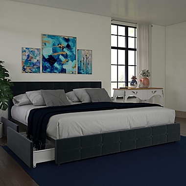 EveryRoom Ryder Velvet Upholstered Bed Frame with Storage. View a larger version of this product image.